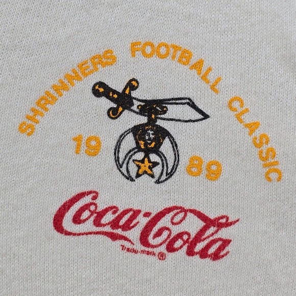 Vintage Champion Coca Cola Sweater Mens XL Cream USA Made Shrinners Football‎ - Picture 5 of 11